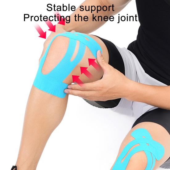 5 Pcs Precut Kinesiology Tape for Knees Latex Free Knee Tape for Pain Relief Waterproof Elastic Athletic Tape for Knee Support Stability