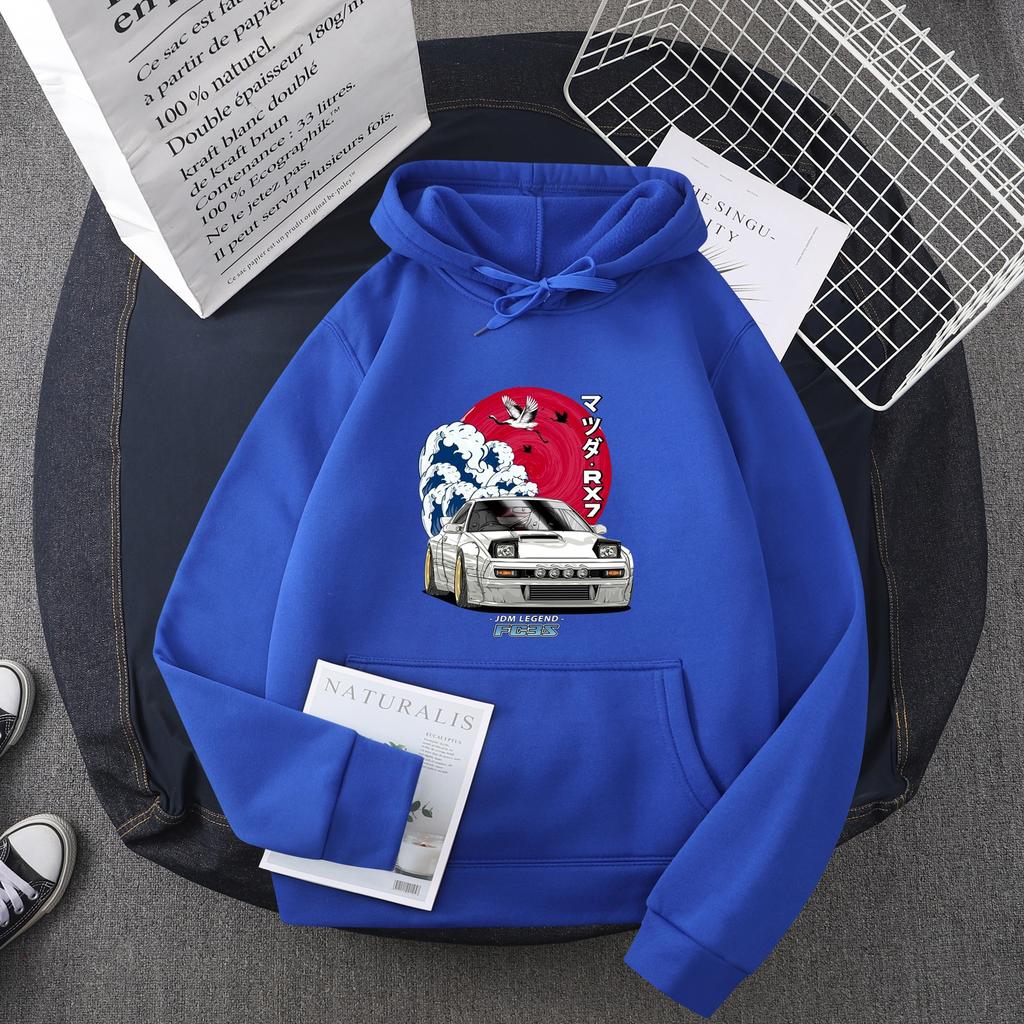 Hot selling anime anime head text D car hooded sweater men sweatshirt JDM car tide