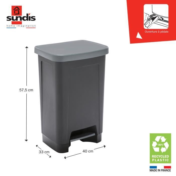 Poubelle à pédale Eco. 50 litres - Noir