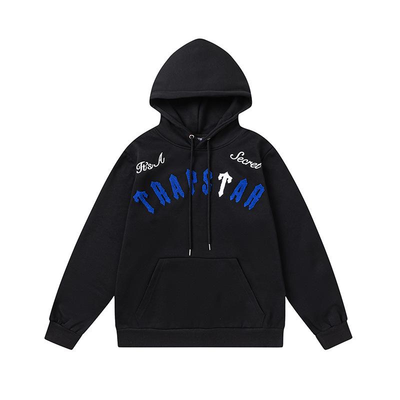 Foreign trade new rainbow color matching letter embroidery velvet loose hooded sweater casual trousers set men and women the same style