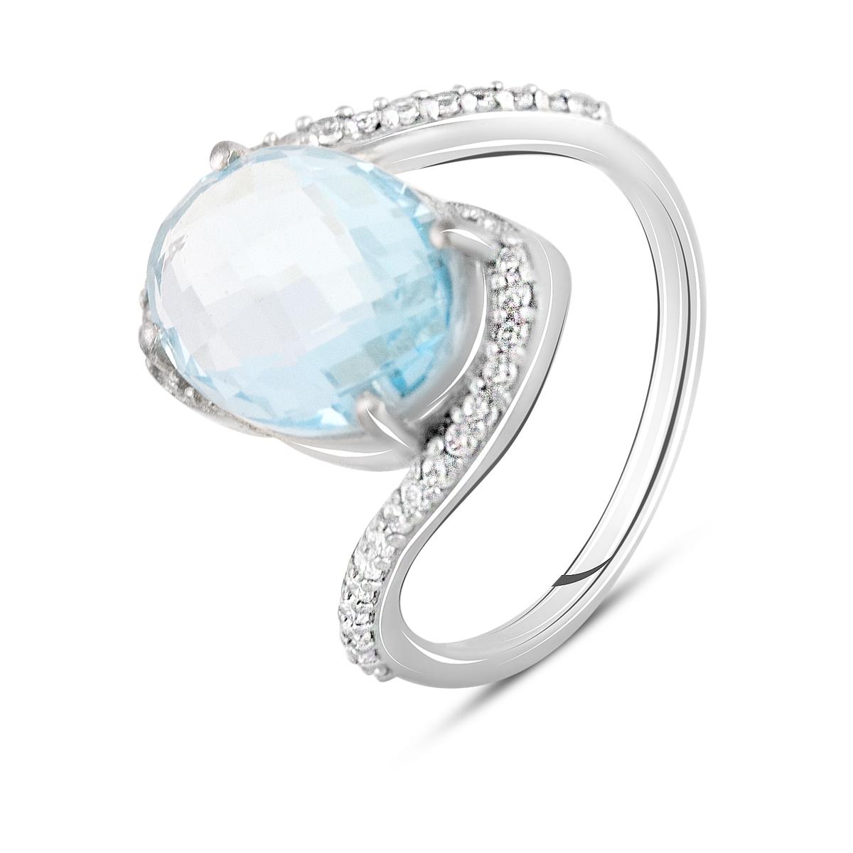 

Срібна каблучка з натуральним топазом (2099529) 17.5 небо синє світло кольору