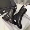 Ann Locomotive Martin Boots Female New Student Versatile Medium Boots Thick Heel Leather Single Boots