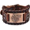 Brown Viking Bracelet Fenrir Wolf – Nordic Vintage Bracelet Talisman – Gothic Bracelet For Pagan Celtic Costume, 26.5[H1193]