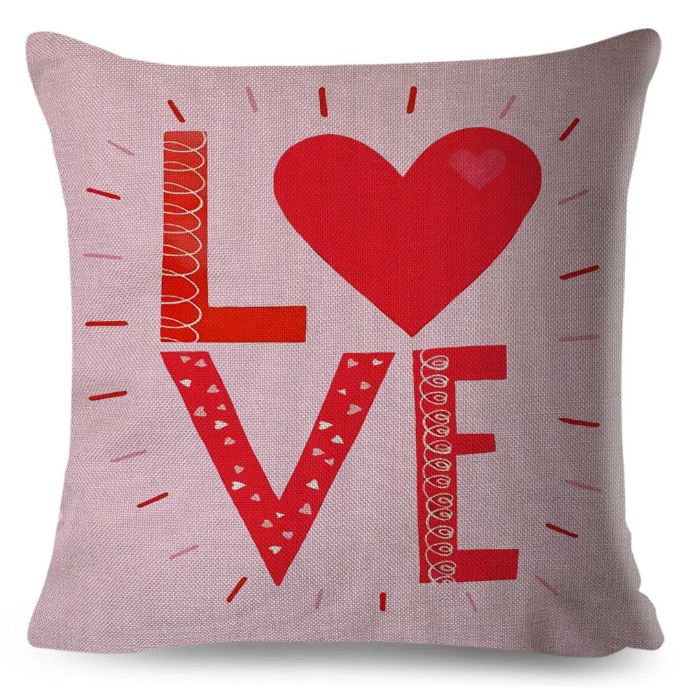 Nordic Style Love Heart Letter Pillowcase Decor Flower Printed Pillow Case for Home Car Sofa Polyester Cushion Cover X