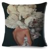 Sexy Flower Feather Women Cushion Cover Decor Harajuku Aesthetics Lady Double Print Pillowcase for Sofa Home Linen Pillow Case