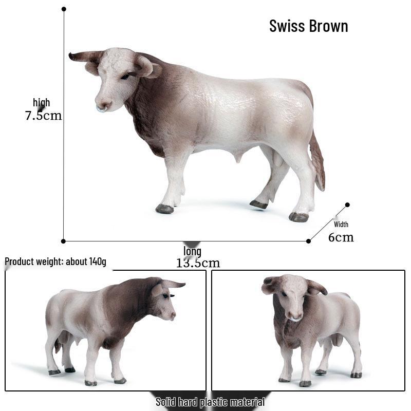 Children's Cognitive Animal Model Toy: Yellow Cow, Buffalo, Rhinoceros, Zebu, Bison, Bull Figurine.