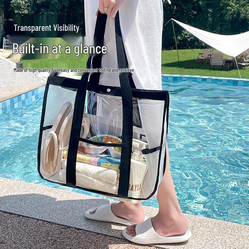 Große wasserdichte PVC-Strandtasche mit Knopfverschluss für Toilettenartikel & Kosmetik – Ideal zum Schwimmen und für den Außenbereich