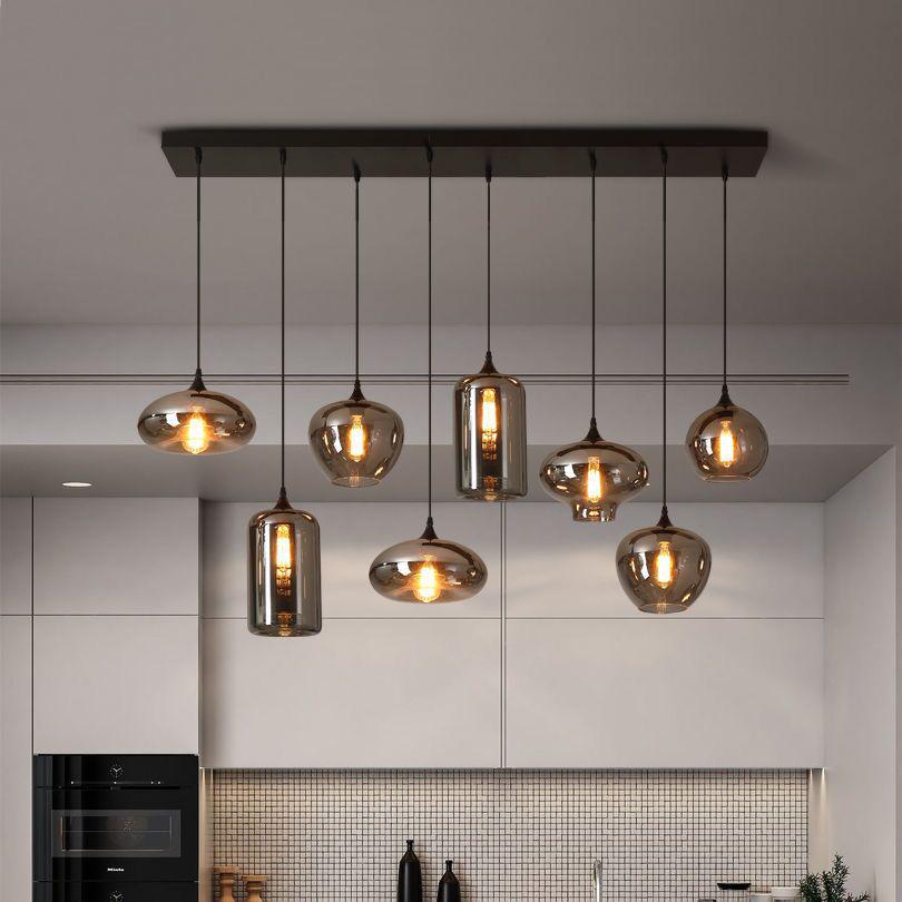 Modern Multi-Head Glass Chandelier Pendant for Dining Room