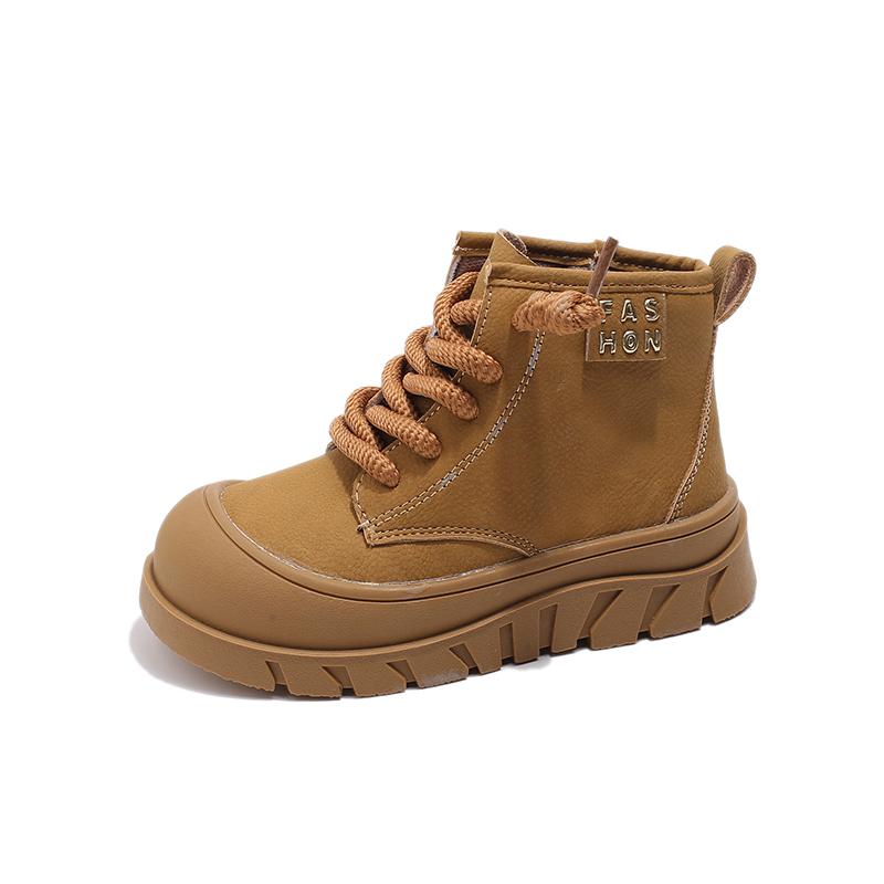 Children's Autumn Boots 2024 New Thick Bottom Girls Causal Ankle Boots Fashion Versatile Patchwork Kids Leather Boots Round-toe