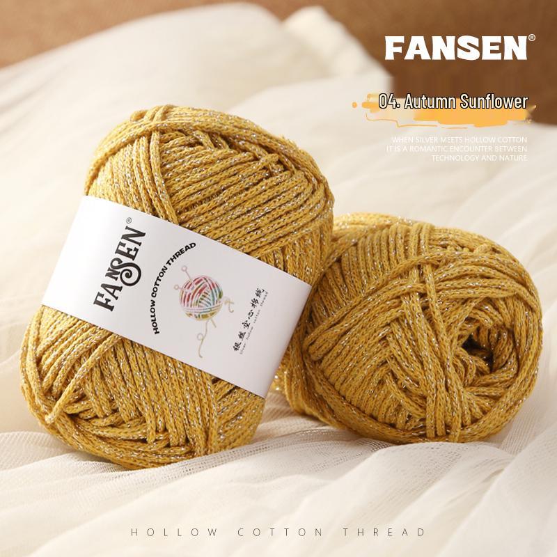 Silver Flash Hollow Cotton Yarn Ball Kit for Hand Knitting & Crochet - Includes Yarn, Hook, and Instructions for DIY Scarf and Sweater Projects