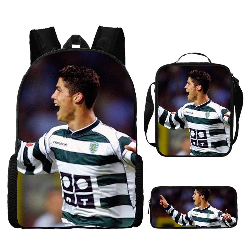Zaino Stampa Stella del Calcio Tre Pezzi Zaino Scolastico per Bambini, Zaino per Studenti delle Scuole Primarie e Secondarie, Astuccio