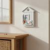 House Shaped Key Storage Box Rustic Finish Wall Mounted Space Saving for Entryway,