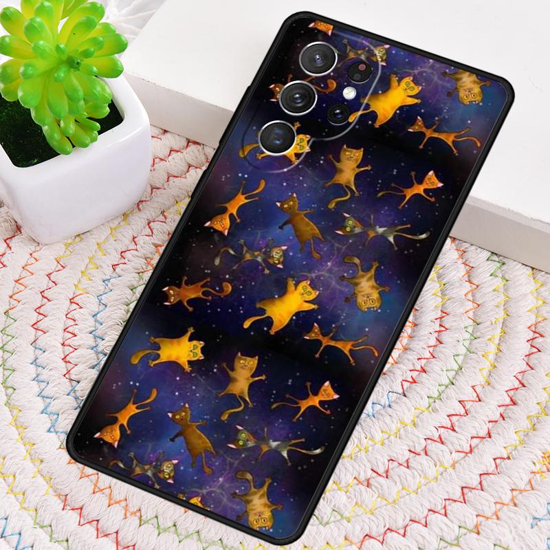 Space Happy Cats TPU Phone Case For Samsung Galaxy Note 10 Pro S26 S25 S24 S23 S22 Ultra Plus S21 FE S20 Shockproof Cover