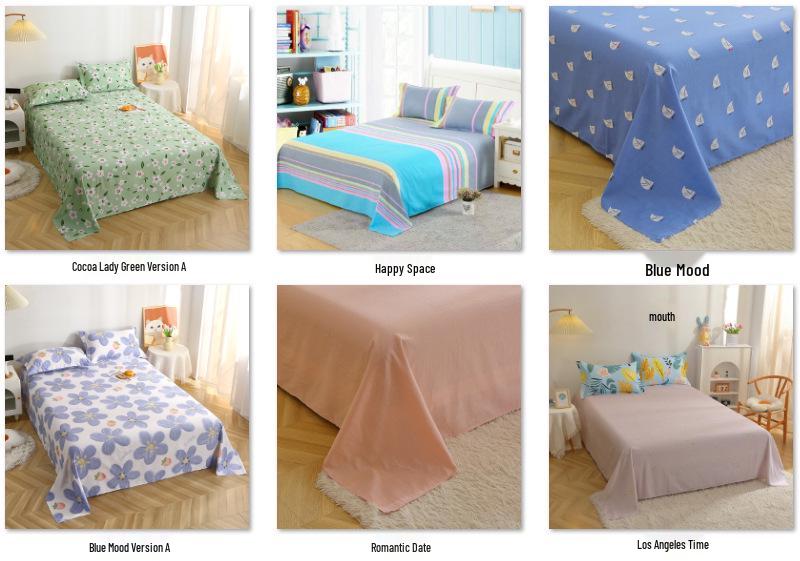 Simple Cotton Bed Sheet for Double Bed - Suitable for Summer & Student Dormitory, 40 Count, All Seasons