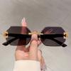 Vintage Rimless Polygon Shades Luxury Brand Gradient Women's Sunglasses Fashion Leopard Decor Travelling Sun Glasses