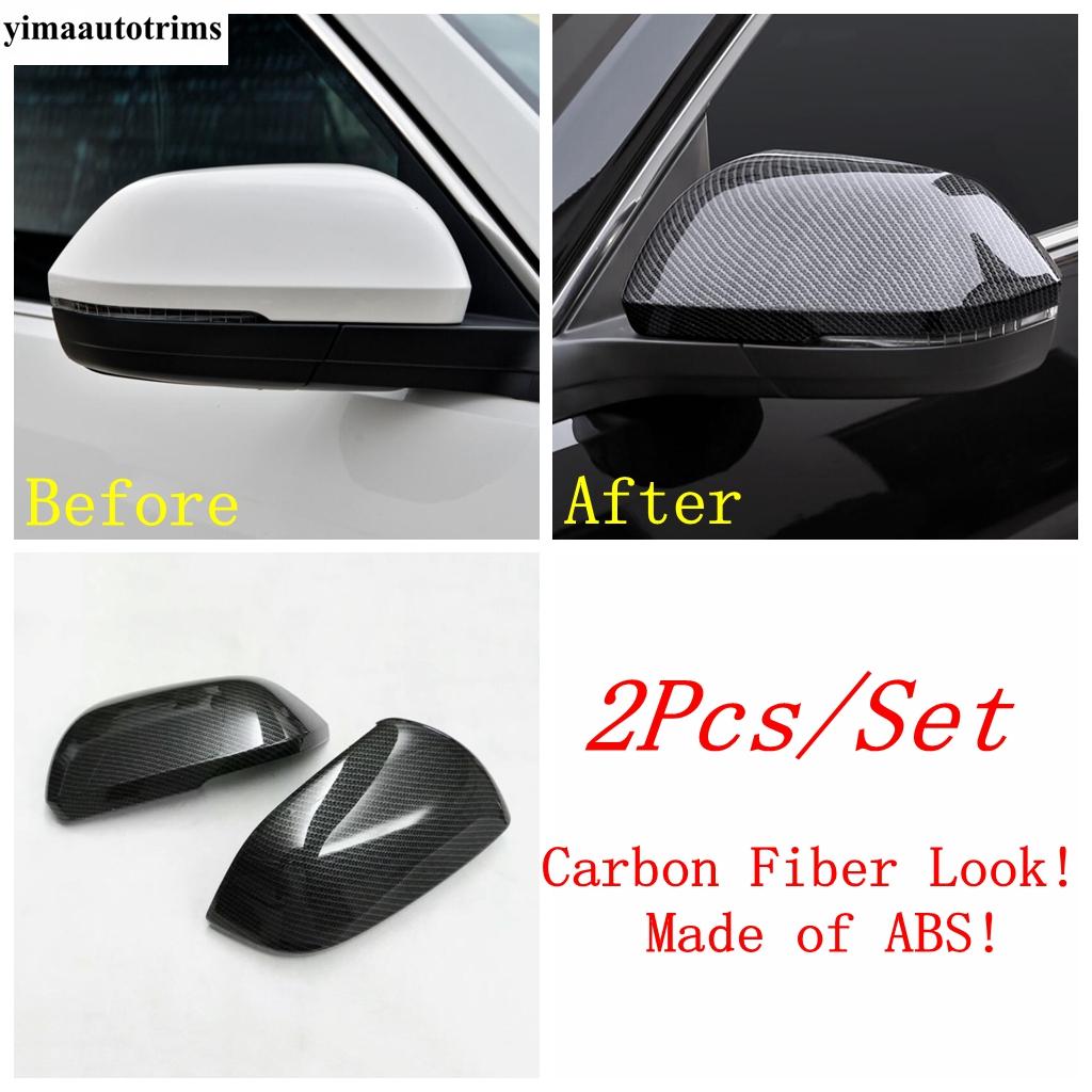 Rearview Mirror Cap Door Handle Cover Trim ABS Chrome / Carbon Fiber Accessories For VW Volkswagen Atlas / Teramont 2017 -