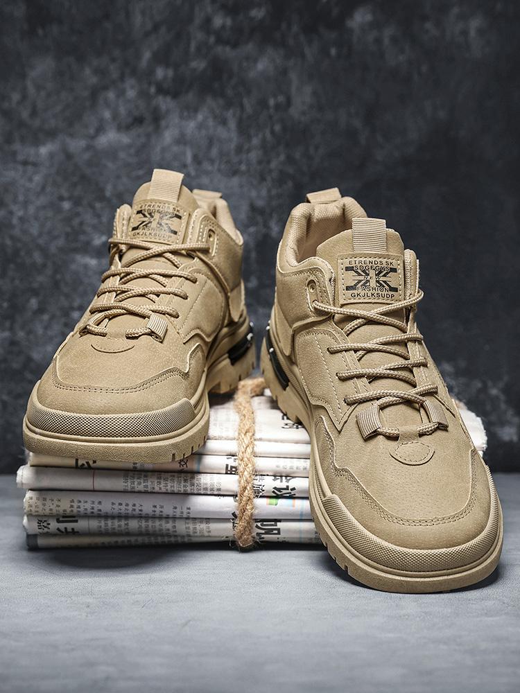 Herren High Top Arbeitsstiefel Rutschfeste Abriebfeste Plateausohle Höhenerhöhend Outdoor Wanderschuhe Bequem Herbst Neu