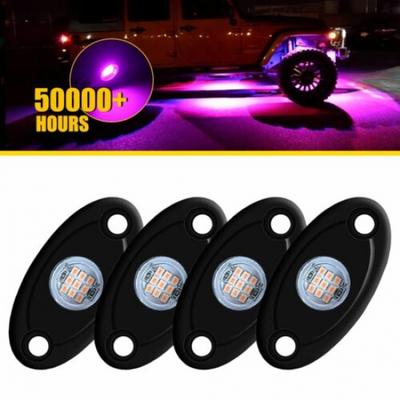 4X LED Fialové Rock Light Podsvícení Podvozku Pro Jeep Offroad Nákladní Auto ATV UTV Loď EXV