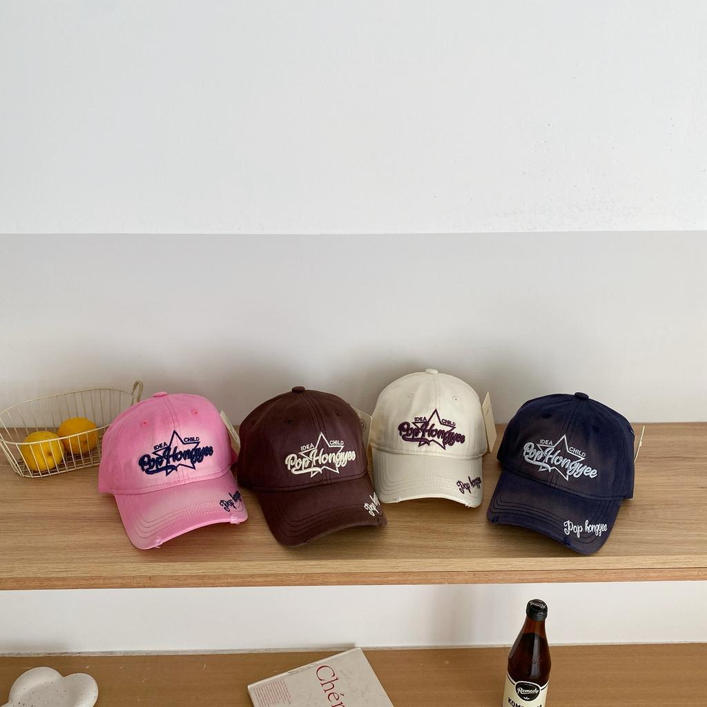 Kids Vintage Distressed Embroidered Baseball Cap Unisex Hip Hop Sun Hat Trendy Casual Duckbill Hat For Boys And Girls
