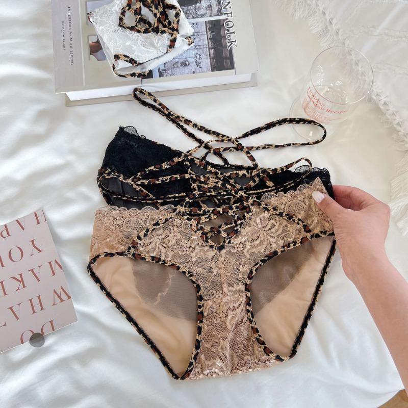 

Французское сексуальное кружевное нижнее белье, женские трусики с заниженной талией и леопардовым принтом, женские трусики из чистого хлопка с обертыванием ягодиц в области промежности One size fits all чёрный