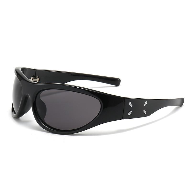 

Punk Style Sunglasses Men Women Uv400 Oval Frame With Grey Lens For Outdoor Sports чёрный