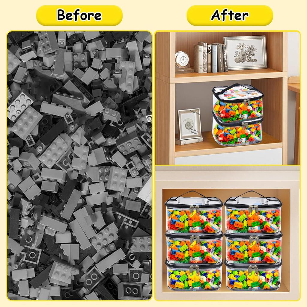 Lego-Compatible Building Blocks Storage Bucket with Wood Toy Classification