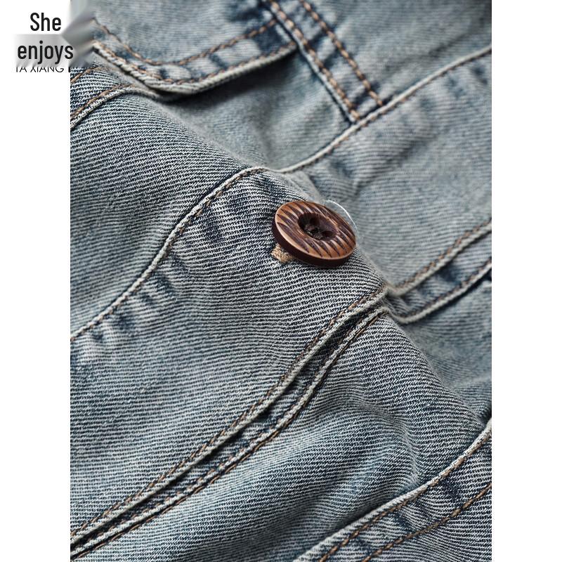 Women's Lapel Denim Short-Sleeve A-Line Dress