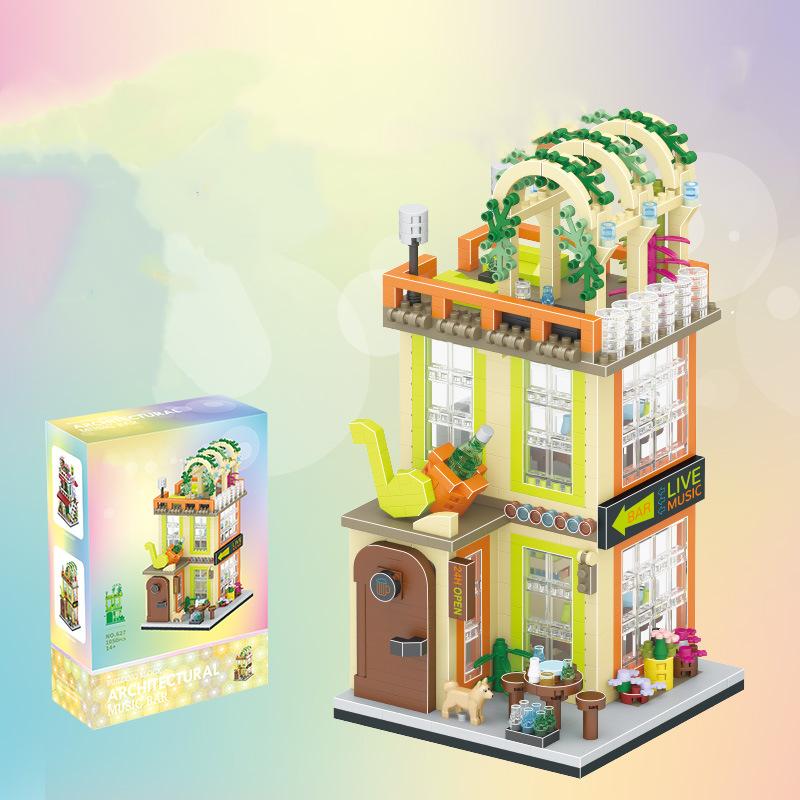 

Creative Flower House Construction Blocks Dessert Shop Street View Model Blocks Toys Micro Blocks Toys For Young Boys Girls Present Kids Toys