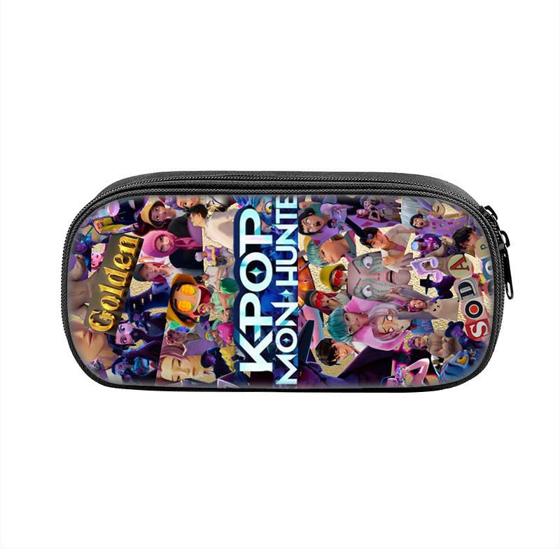Kpop Demon Hunters Portable Pencil Pouch Nylon Storage Case For Kids And Teens