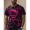 Modisches Herren-Rundhals-Kurzarm-3D-Casual-Farbprint-Casual-Kurzarm-Rundhals-T-Shirt