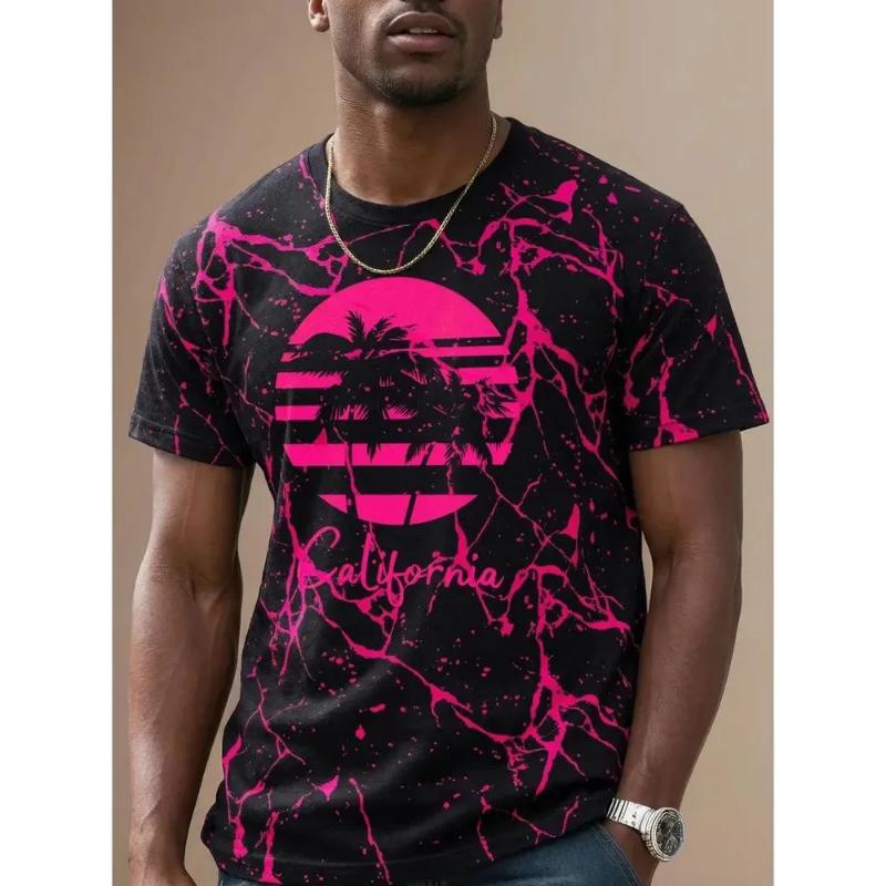 Modisches Herren-Rundhals-Kurzarm-3D-Casual-Farbprint-Casual-Kurzarm-Rundhals-T-Shirt