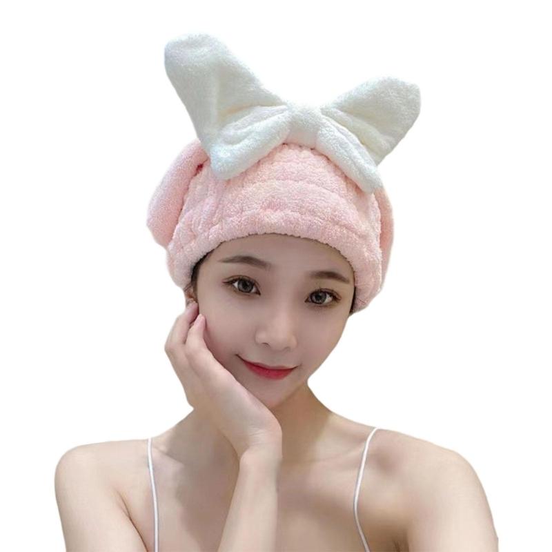 Absorbent Microfiber Hair Towel For Women Quick Drying Soft Bath Turban Elastic Design