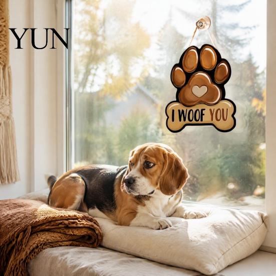 Indoor Pet House Accessory Wooden Welcome Sign for Front Door, Decorative Dog Paw Wall Hanging Plaque with Creative Animal Print Art Hemp Rope Lovers,