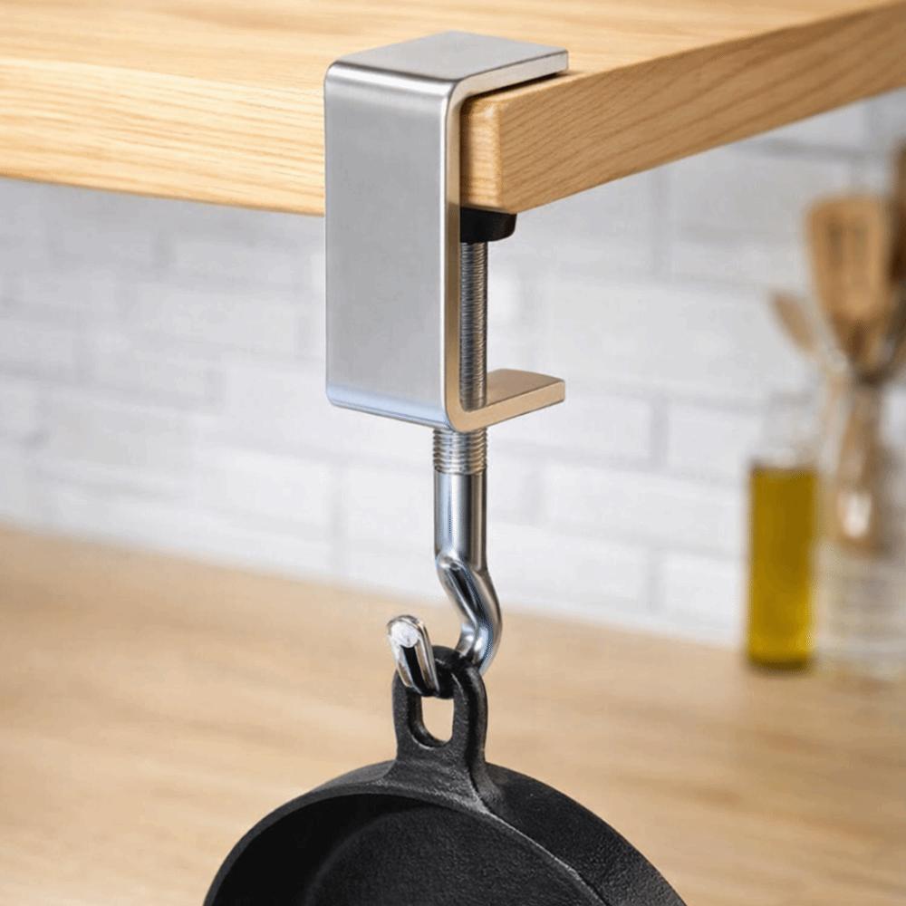 10pcs Detachable Bag Hooks 360° Rotatable Steel Hooks Multi-functional Desk Hooks  Side Hanging