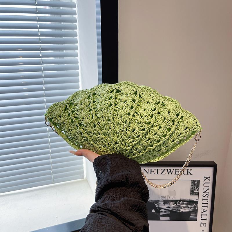 Muschel Umhängetasche Neue Mode Fan Strohtasche Damen Strandurlaub Strandtasche