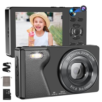YOUHE Digital Camera 4K Digital Camera 64 Megapixels Recording Function Inch Large Screen Autofocus Front Camera 18x Digital Zoom Loop Recording LED