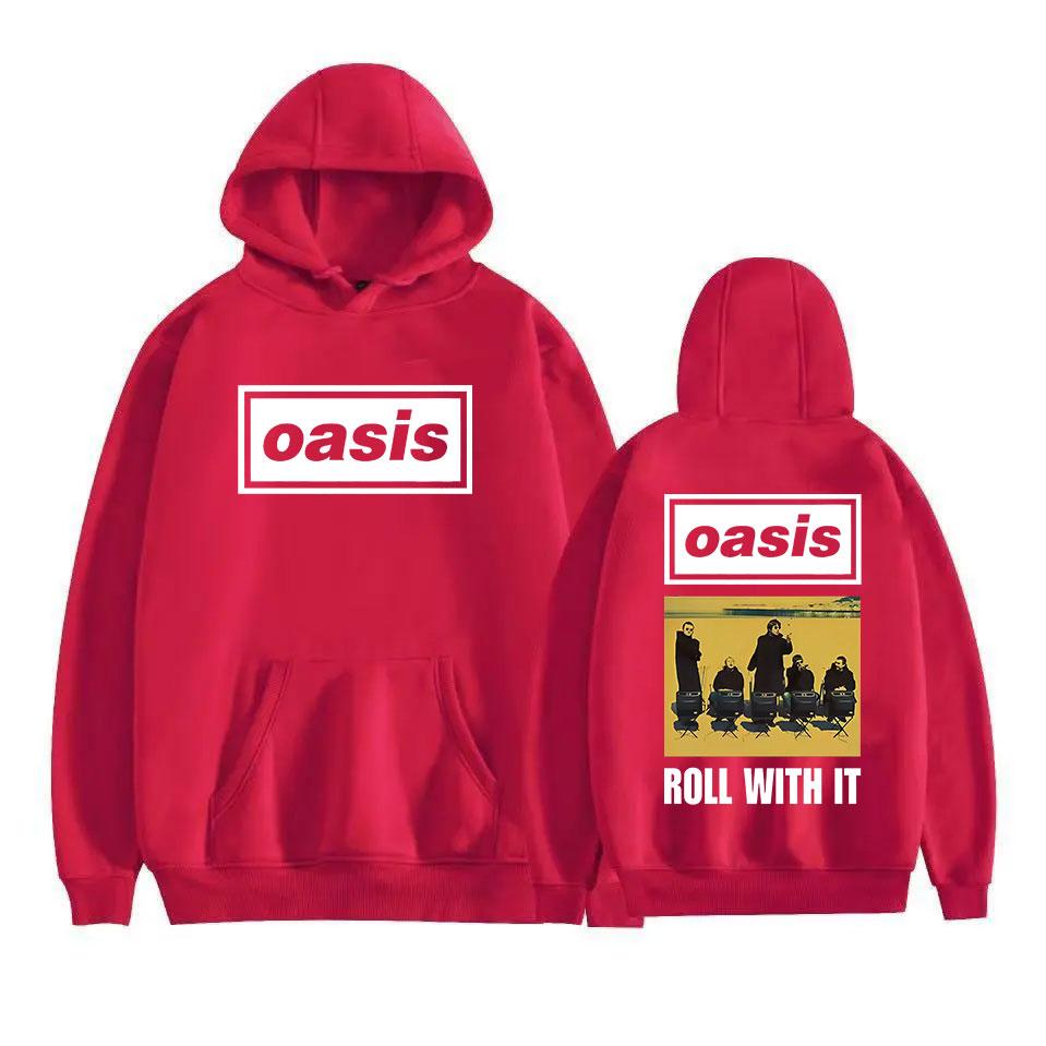 

Худи Rock Band O-Oasis Roll with It Tour 2025 Мужское Винтажное с Длинным Рукавом Модное Худи Хип-Хоп Поп-Музыка Пуловер с Капюшоном S