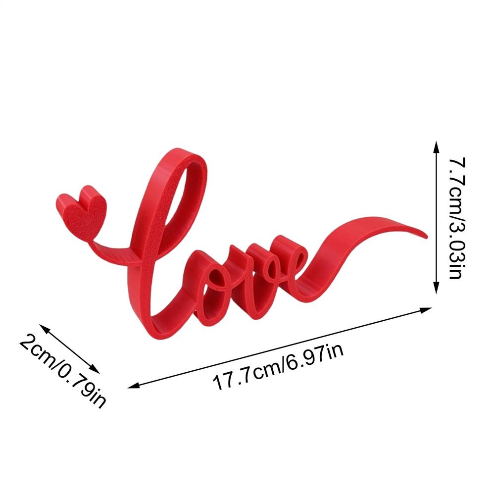 

Love Letter Sign Blocks 3D Printed Red Heart Ornaments Freestanding Heart-Shaped Tabletop Decor Valentine Day Gift For Holiday