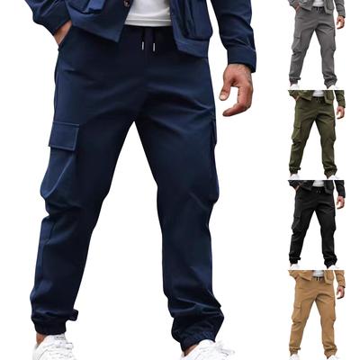 Men's Solid Color Loose Pocket Work Trousers Men's Casual Fashion Work Trousers