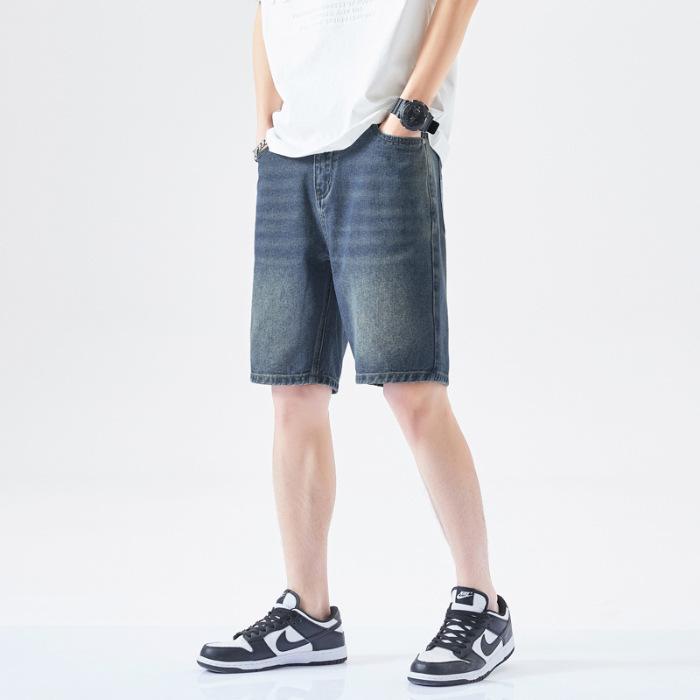 Ripped Denim Shorts Men's Summer Thin Loose Elastic Waist Casual Pants Men's Summer Five-point Pants Men's Summer