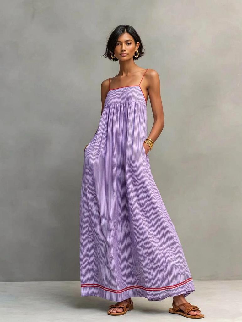 2026 European and American summer fashion casual suspender sleeveless long dress women's clothing