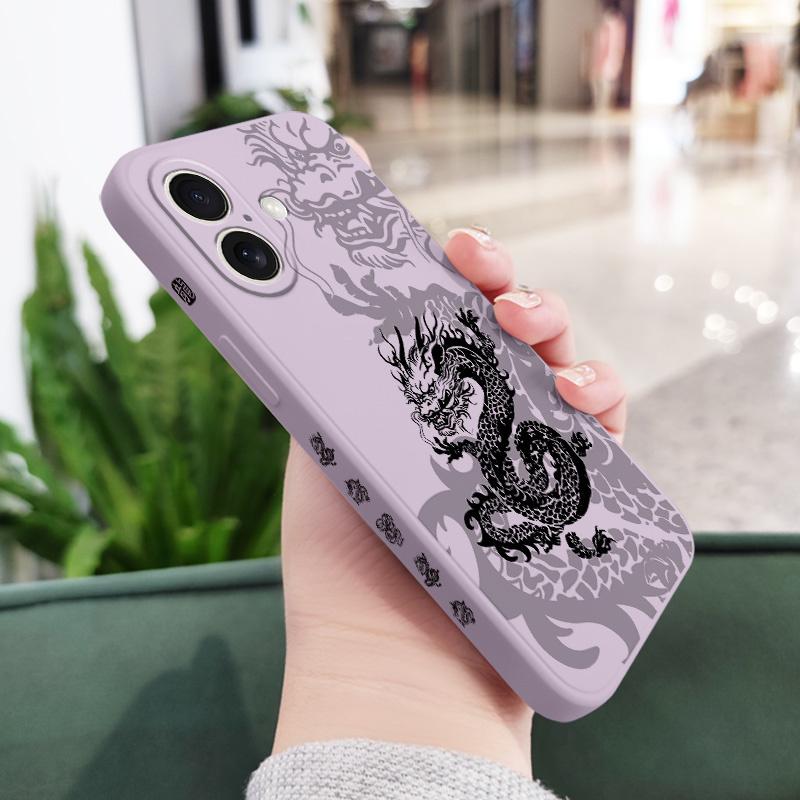 Величественный Черный Дракон Чехол для Телефона Для iPhone 16 16e 15 14 13 12 11 X XR XS Plus Pro Max Mini Силиконовый Чехол iPhone 13 ProMax светло-фиолетовый