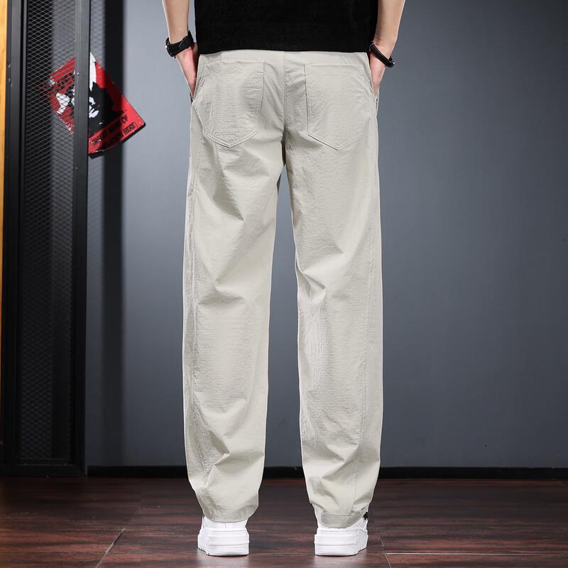 Jie Lei Nuo Men's Textured Quick-Dry Straight Pants