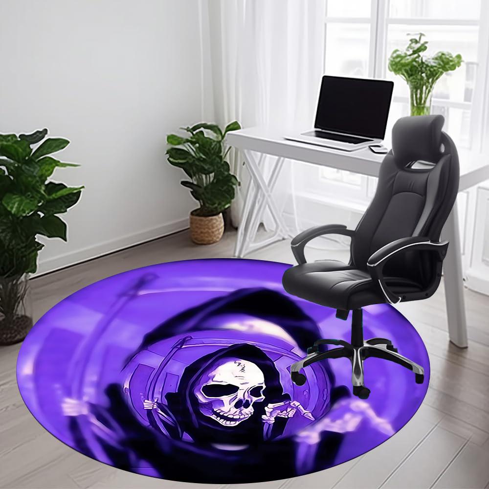 

1pc Grim Reaper, Purple Office Round Area Rug, Indoor Mat Suitable ForOffice, Under Office Chairs Bedroom Living Room Home Decor, Room Deco q035 80cm by 80cm