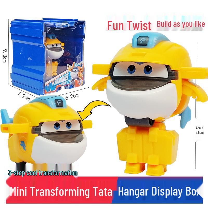 Super Wings 13-Piece Mini Transforming Robot Set: Jett, Big Strong, Jin, and Mighty Little Wing Toys