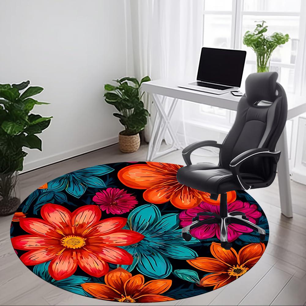 1PC Floral Pattern Chair Carpet for Office, Indoor Non-Slip Washable Carpet, Soft Comfortable Mat For Office Room yy250930322