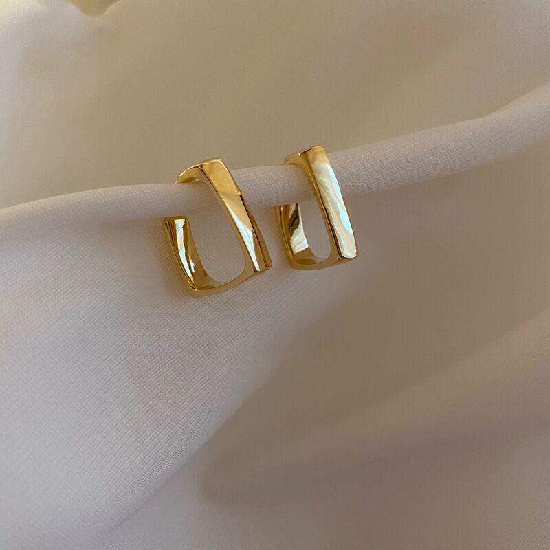 Trendy Geometric Metal Hoop Dangle Earrings - European & American Fashion