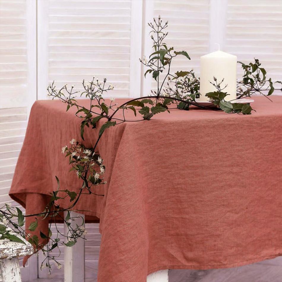 Natural Fabric Tablecloth,100% Pure Linen Solid Color Table Cover,For Kitchen Dining Room Party Holiday Tabletop Decoration