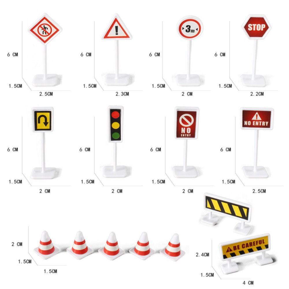 15Pcs/Set Traffic Signs Mini Traffic Signs Model Toy Road Block  Fun   Birthday Gifts