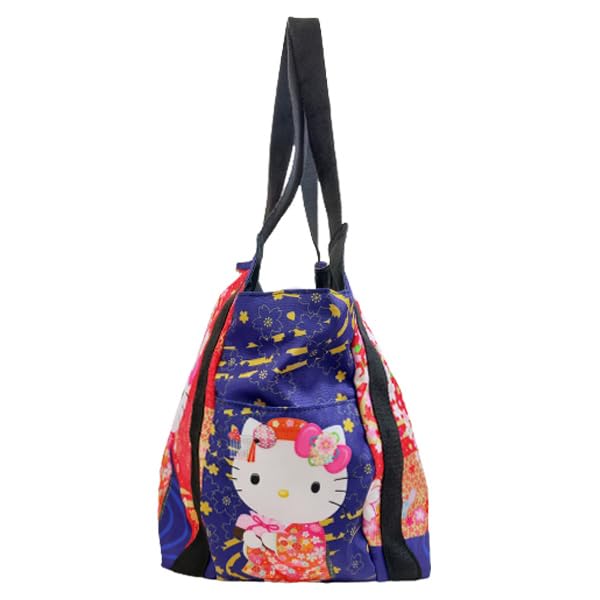 Sanrio SANRIO Tote Bag Balloon Bag Kitty Kuromi My Melody Pompompurin Mermaid Japanese Pattern x Weeping Cherry [RINRE] Women's (Kitty Blossoms)